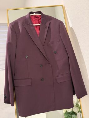 Napolean Luxury Collection by StudioSuits Double-Breasted Men's Blazer Deep Plum